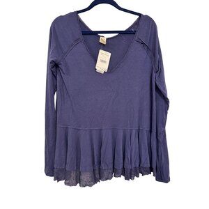 Free People We The Free Long Sleeve Lace Hem Top Women S Violet
